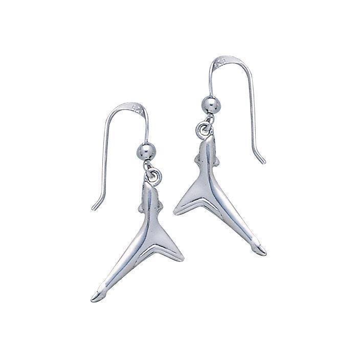 Black TipShark Tail Sterling Silver Hook Earring TE2226 - Earrings