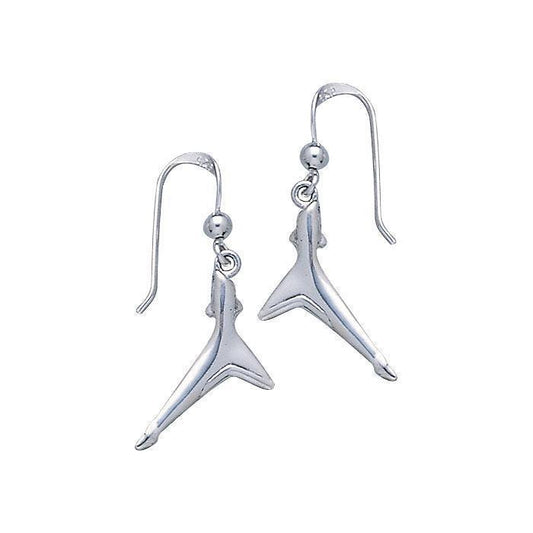 Black TipShark Tail Sterling Silver Hook Earring TE2226 - Earrings