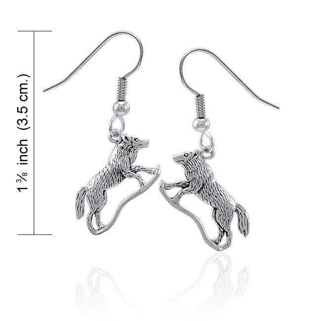 Running Wolf Silver Earrings TE226 Earrings