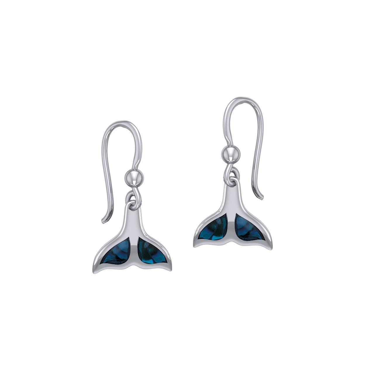 Inlaid Whale Tail Silver Earrings TE2501 - peterstone.dropshipping