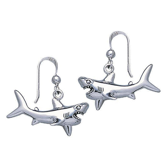 Great White Shark Sterling Silver Hook Earring TE2549 - peterstone.dropshipping