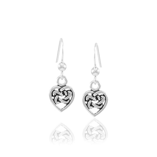 Celtic Knotwork Silver Heart Earrings TE2598 Earrings