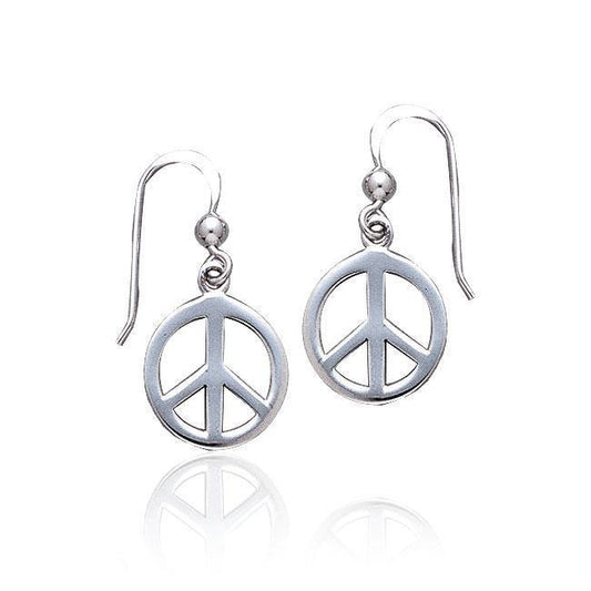 Peace Sign Silver Dangle Earrings TE2628 Earrings