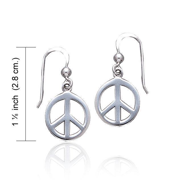 Peace Sign Silver Dangle Earrings TE2628 Earrings