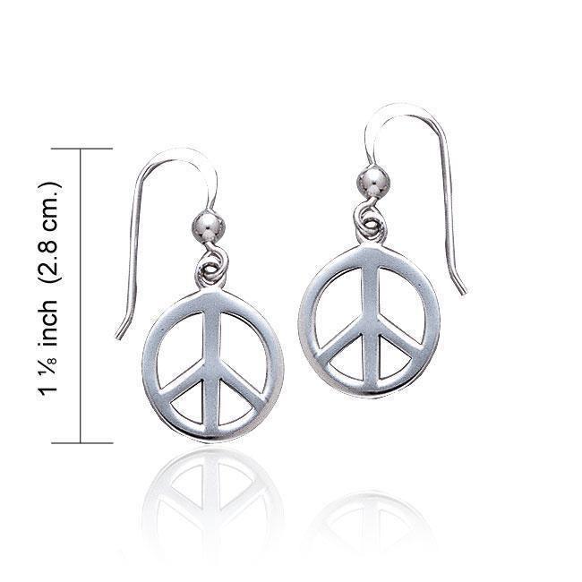 Peace Sign Silver Dangle Earrings TE2628 Earrings