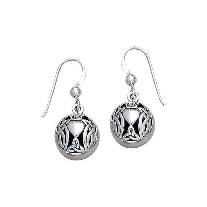 Knotwork Irish Claddagh Silver Earrings TE2673