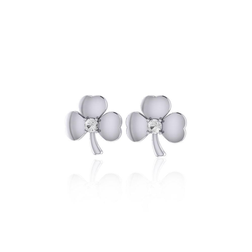 Celtic Shamrock Silver Post Earrings TE2791 Earrings