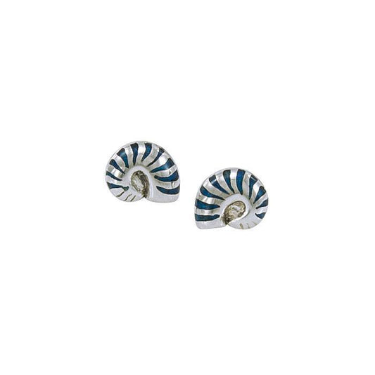 Nautilus Shell Sterling Silver Post Earring TE2792 - Wholesale Jewelry