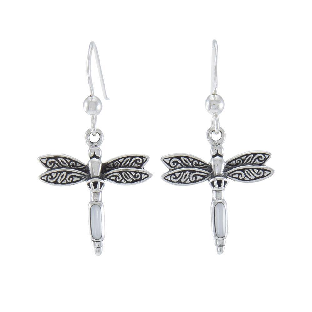 Silver Dragonfly and Gem Earrings TE2810 Earrings