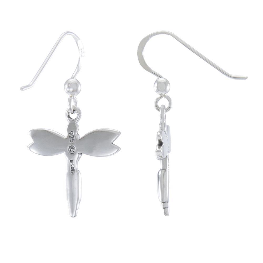 Silver Dragonfly and Gem Earrings TE2810 Earrings