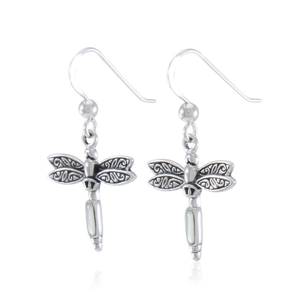 Silver Dragonfly and Gem Earrings TE2810 Earrings
