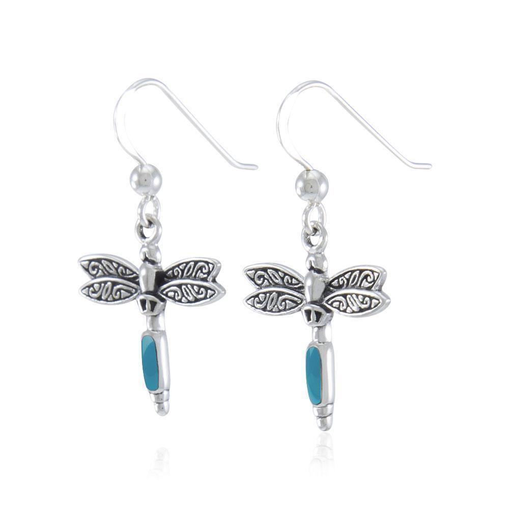 Silver Dragonfly and Gem Earrings TE2810 Earrings