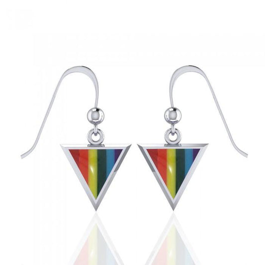 Rainbow Triangle Silver Earrings TE2863