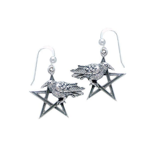Raven on The Star Silver Earrings TE2871