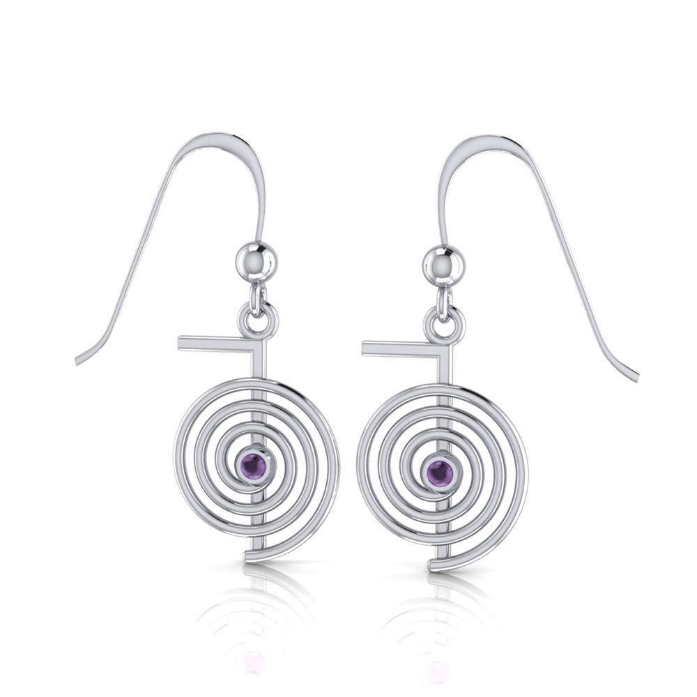 Reiki Spiral Silver Earrings TE2902 Earrings