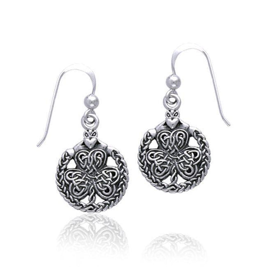 Celtic Shamrock & Irish Claddagh Silver Earrings TE2916 Earrings