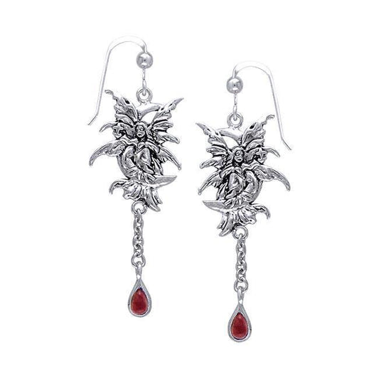 Stargazer Faery Silver Earrings with Dangling Gem TE2961 Earrings