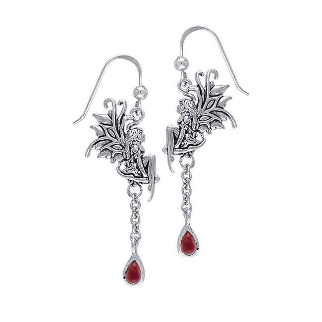 Birth Of Magic Fairy Silver Earrings with Dangling Gem TE2963 Earrings