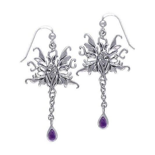 Blue Faery Silver Earrings with Dangling Gemstone TE2965 Earrings