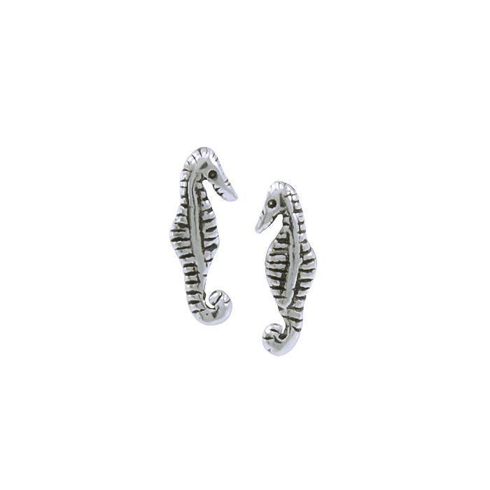 Seahorse Post Silver Earrings TE416