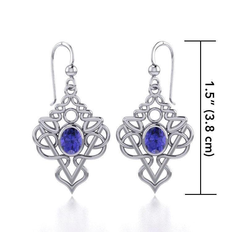 True Celtic pride ~ Sterling Silver Jewelry Scottish Thistle Hook Earrings with a Sparkling Gemstone TE593 - peterstone.dropshipping