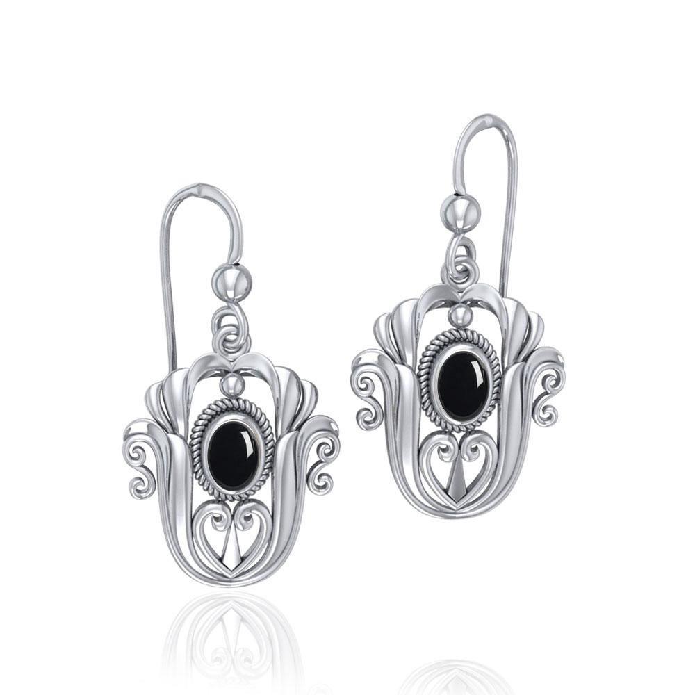 Celtic Knotwork Tulip with Gem Earrings TE595 Earrings