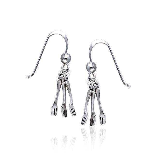 Cafe Fork Silver Earrings TE643 Earrings