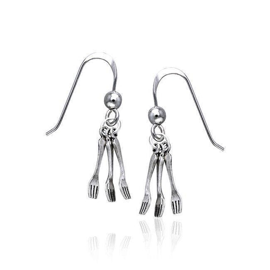 Cafe Fork Silver Earrings TE643 Earrings