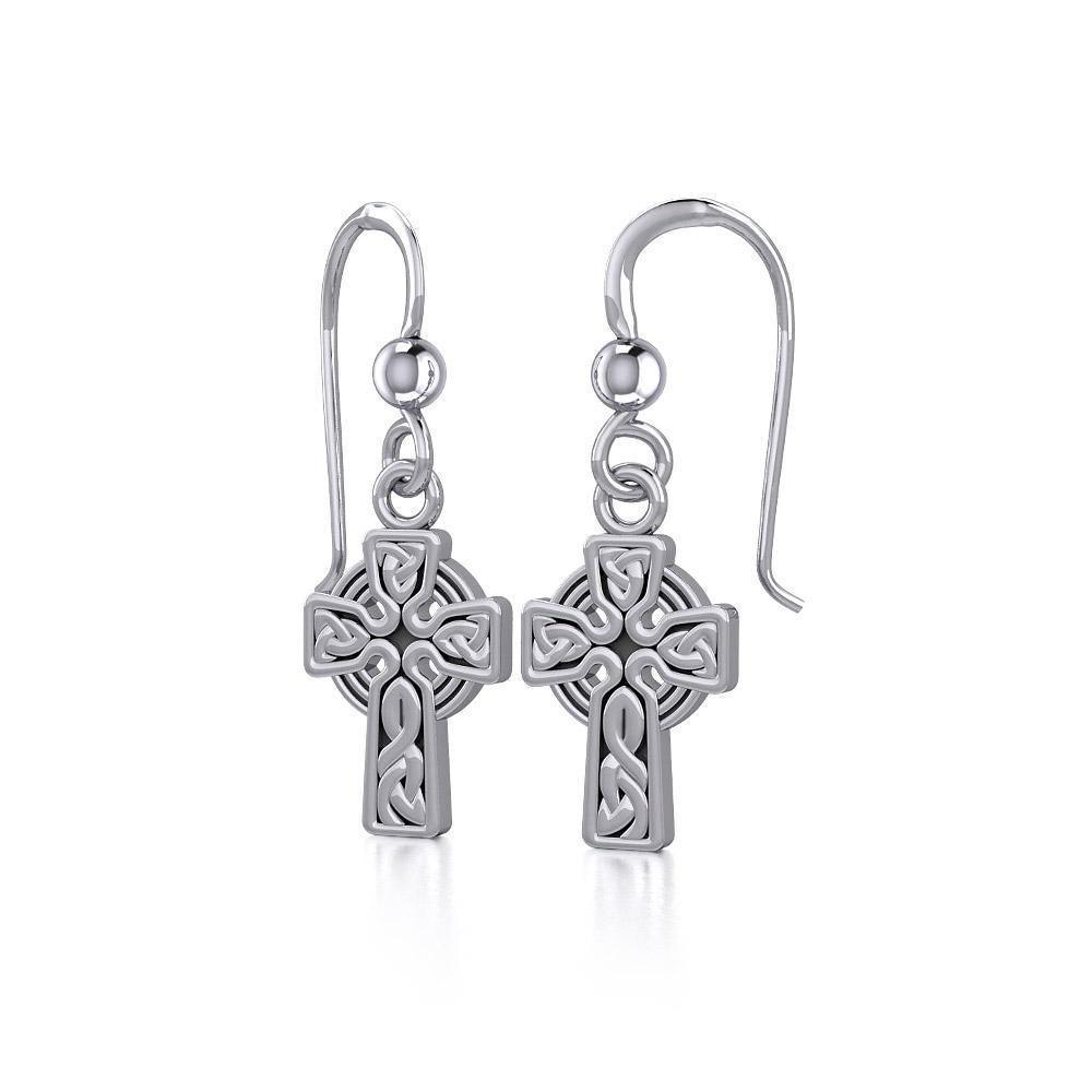 Celtic Knotwork Silver Cross Earrings TE907 Earrings