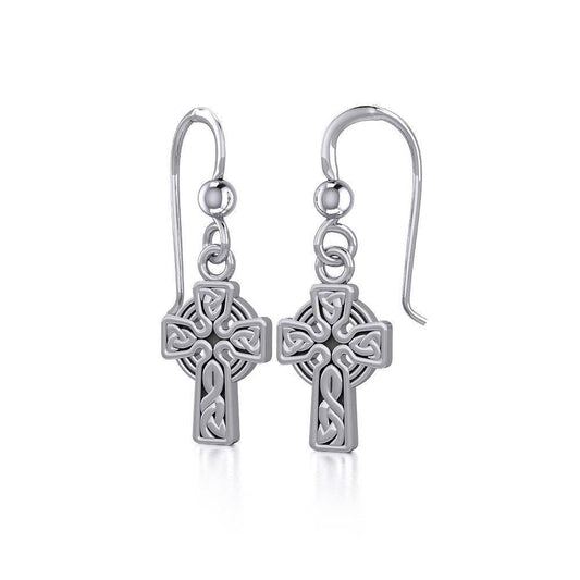 Celtic Knotwork Silver Cross Earrings TE907 Earrings