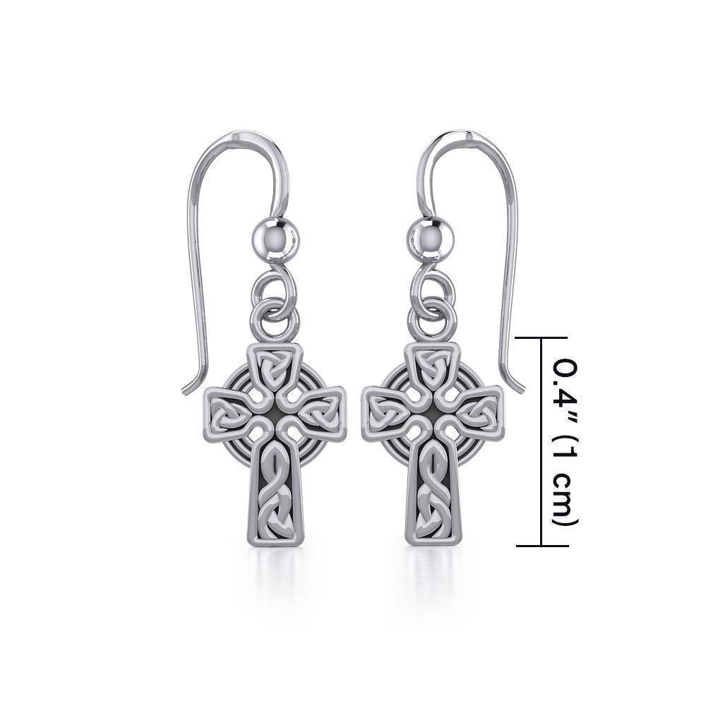 Celtic Knotwork Silver Cross Earrings TE907 Earrings