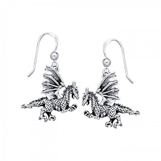 Silver Clawing Dragon Earrings TE993
