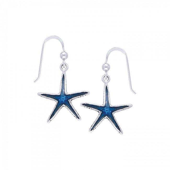 Inlaid Starfish Silver Earrings TER015