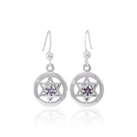 Star of David Gemstone Earrings TER1570 - Wholesale Jewelry
