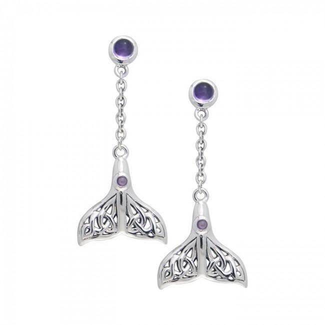 Celtic Whale Tail Gemstone Earrings TER027