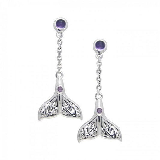 Celtic Whale Tail Gemstone Earrings TER027