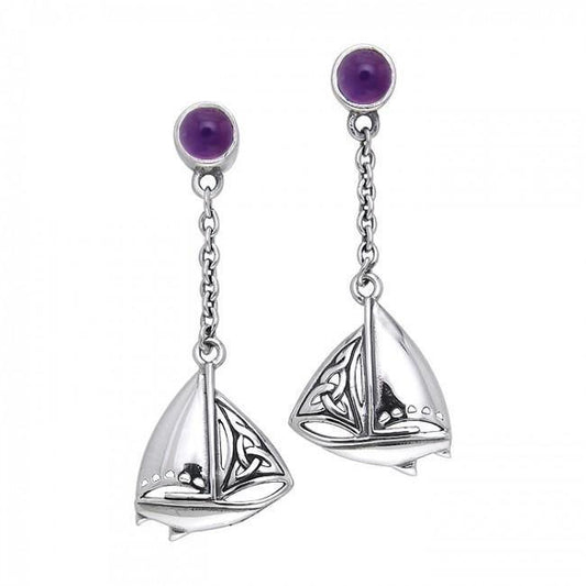 Celtic Knots Silver Sailboat Earrings TER028