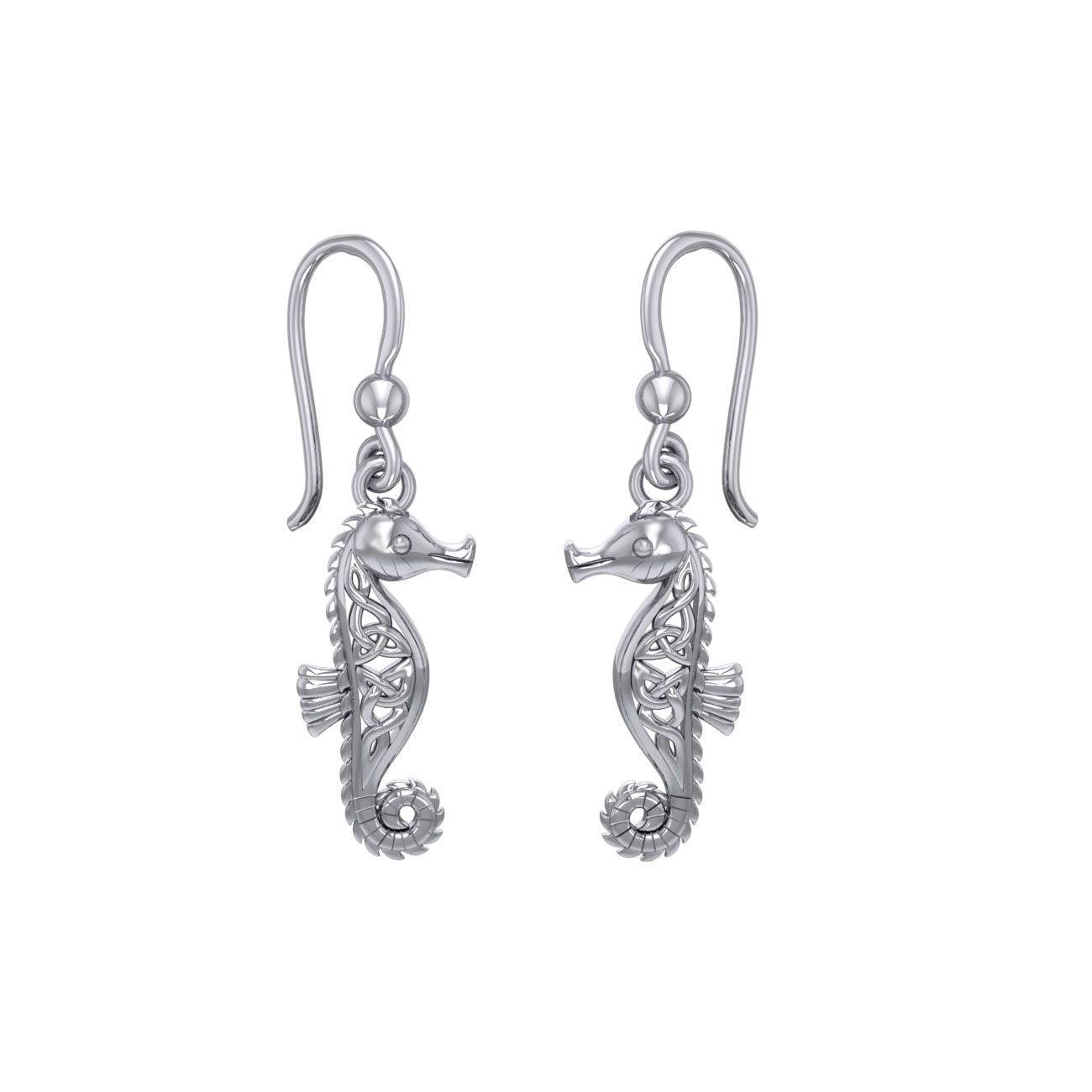 Celtic Knots Seahorse Silver Earrings TER033 - peterstone.dropshipping