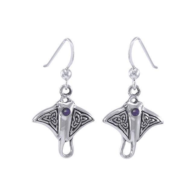 Celtic Knots Silver Manta Ray Earrings TER037 Earrings