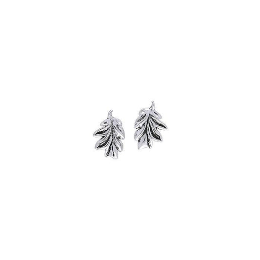 TER047 Oak Leaves Silver Post Earrings