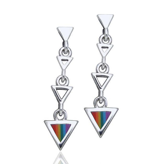 Rainbow Triangle Silver Earrings TER062 - Wholesale Jewelry