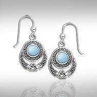 An inspirational love story for years ~ Celtic Knotwork Claddagh Sterling Silver Dangle Earrings Jewelry with Gemstone TER070 Earrings