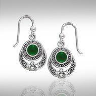 An inspirational love story for years ~ Celtic Knotwork Claddagh Sterling Silver Dangle Earrings Jewelry with Gemstone TER070 Earrings