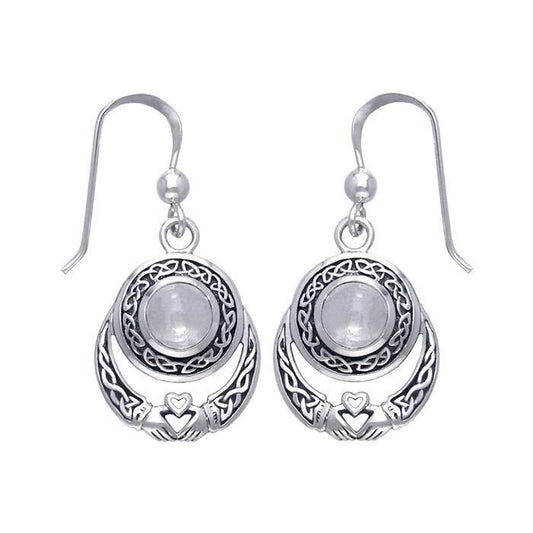 Celtic Knotwork Silver Claddagh Earrings TER070