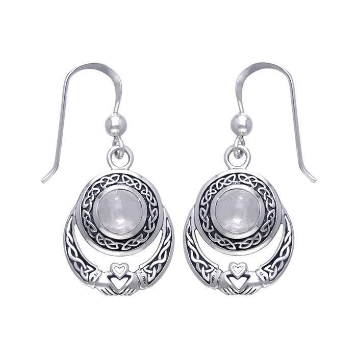 Celtic Knotwork Silver Claddagh Earrings TER070