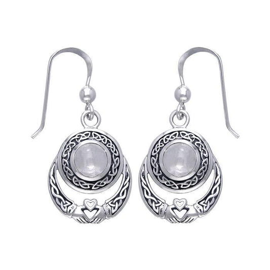 Celtic Knotwork Silver Claddagh Earrings TER070