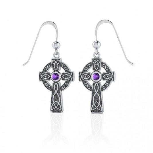 Celtic Knotwork Silver Cross Earrings TER075