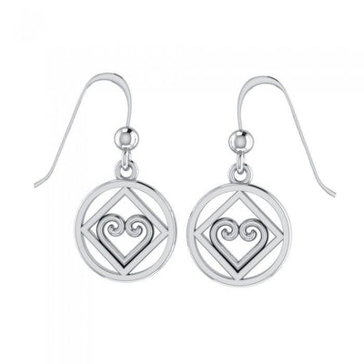 NA Recovery Heart Silver Earrings TER078