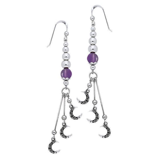 Celtic Knotwork Silver Crescent Moon Earrings TER100