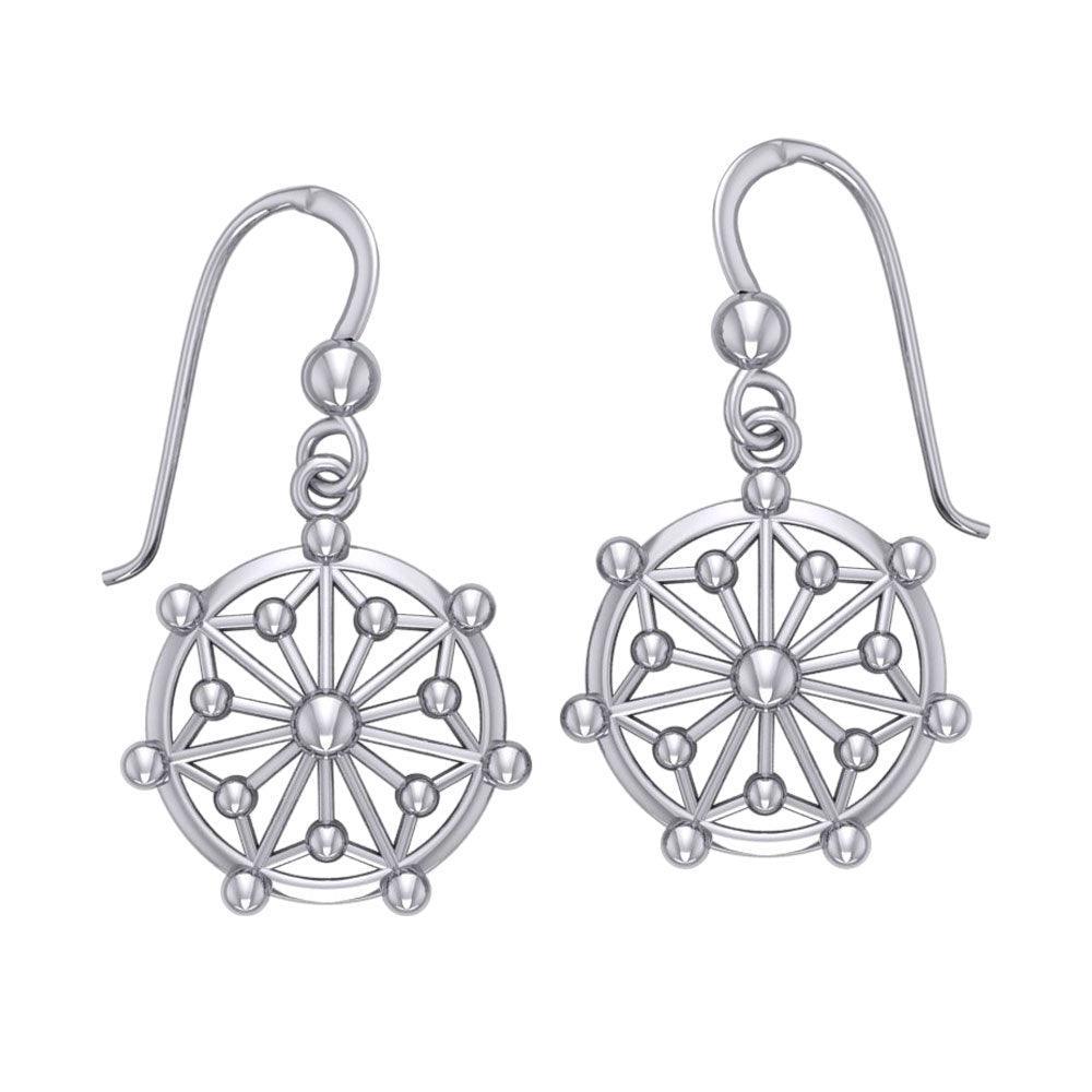 Round Tetragram Energy Symbol Silver Medallion Earrings TER1086 - peterstone.dropshipping